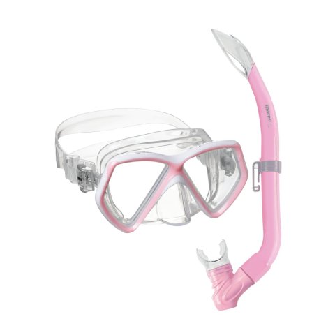 Mares PIRATE Maske Şnorkel Çocuk Seti Fileli Çanta - Şeffaf/Pembe